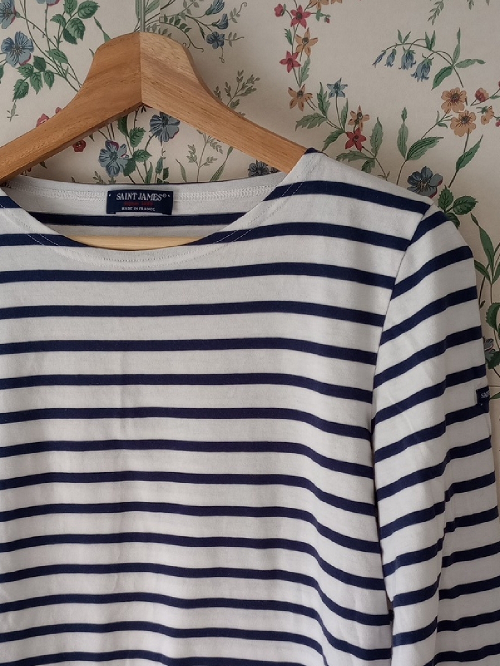 Saint James Meridien Striped Cotton Boat Neck Top Navy White Made in France S - Picture 5 of 14